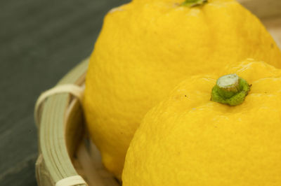 High angle view of lemon on table