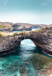 Scenic view of sea against clear sky