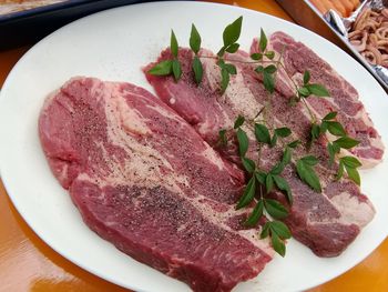 High angle view of meal served in plate