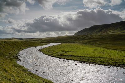 Scenic view of land against sky