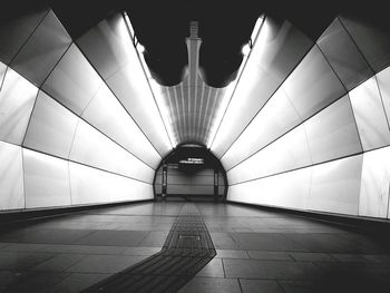 Interior of illuminated subway station