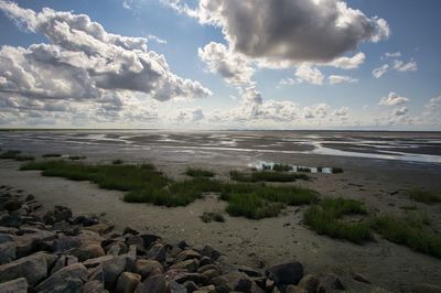 Scenic view of beach against sky