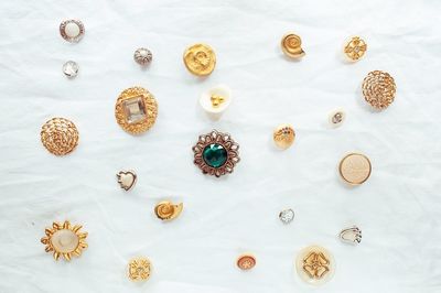 High angle view of cookies on table