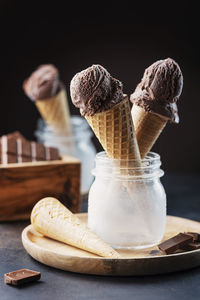 Close-up of ice cream on table