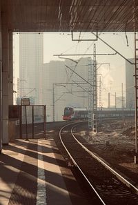 Train at railroad station platform