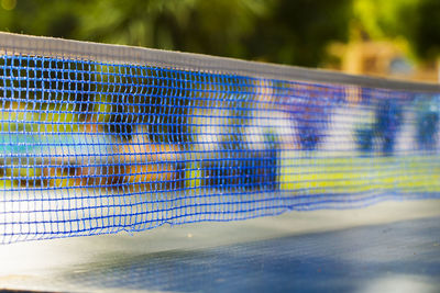 Ping pong table close-up and background, outdoors holidays.