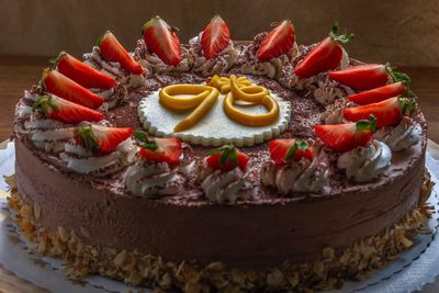 Close-up of cake on table
