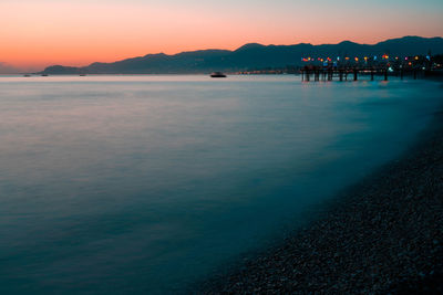 Romantic sunset on alanya antalya turkey beach in summer