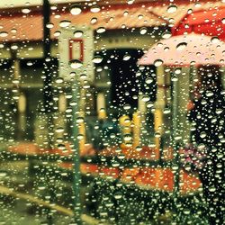 Close-up of water drops on glass