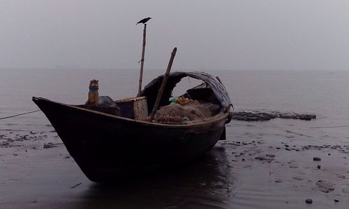 View of boats in calm sea