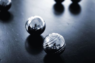 High angle view of marbles on table