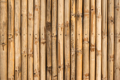 Old brown tone bamboo simple wall or bamboo fence texture background for  design vintage tone. 