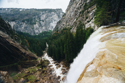 Scenic view of waterfall