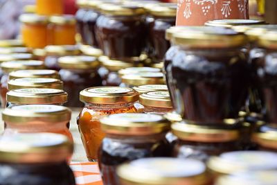 Close-up of drink in jar