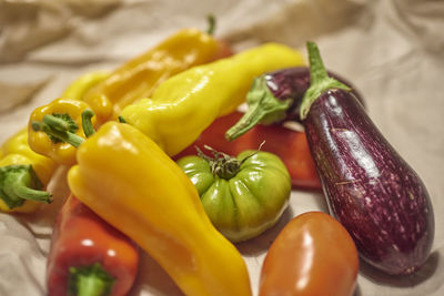 Close-up of multi colored bell peppers