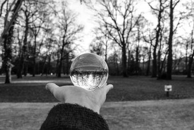 Person holding ball in park