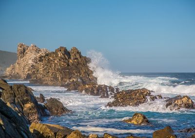 Scenic view of sea against clear sky