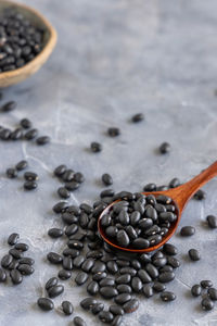 High angle view of coffee beans on table