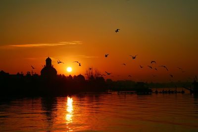 Scenic view of sunset over sea