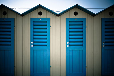 Blue doors of beach huts
