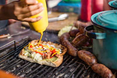 Close-up of person preparing food