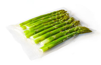 High angle view of vegetables on white background