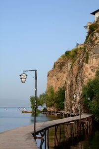 Scenic view of sea against clear sky