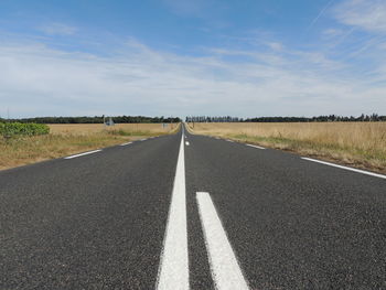 Surface level of road against sky