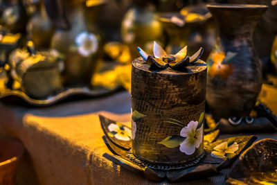 Traditional romanian handmade ceramics market at the potters fair from sibiu, romania