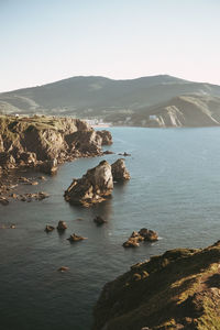 Scenic view of sea against clear sky