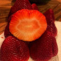 Close-up of strawberry on table