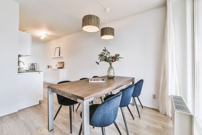 View of dining table at home