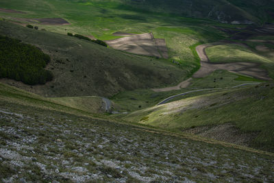 High angle view of road amidst landscape