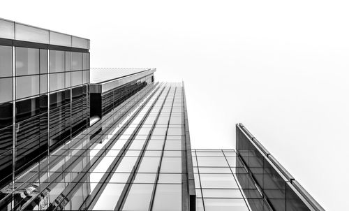 Low angle view of modern building against clear sky