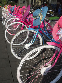 High angle view of bicycle parked on street