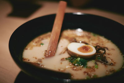 Close-up of soup in bowl