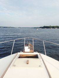 Cropped image of boat sailing in sea