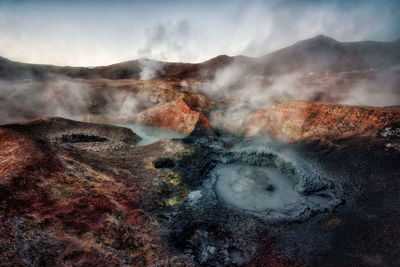 Scenic view of volcanic mountain