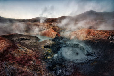 Scenic view of volcanic mountain