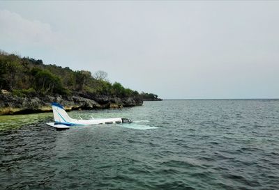Scenic view of sea against clear sky