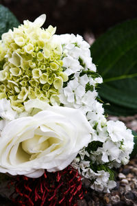 Close-up of white rose bouquet