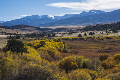 Scenic view of mountains against sky