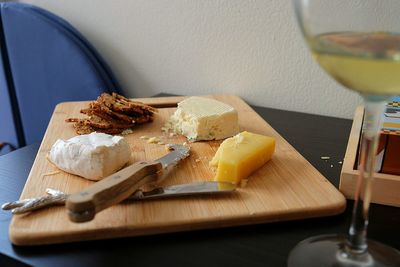 High angle view of sweet food in tray