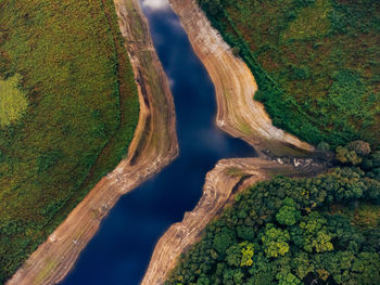 High angle of river through landscape 