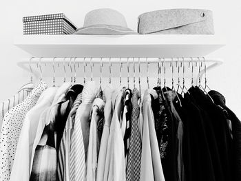 Panoramic view of clothes hanging at rack