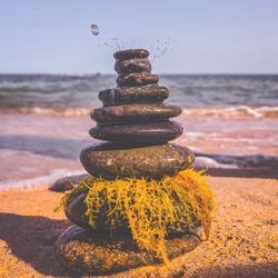 Stack of pebbles on beach