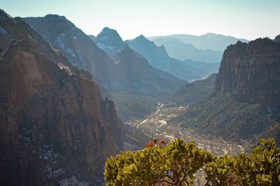 Scenic view of mountains against sky