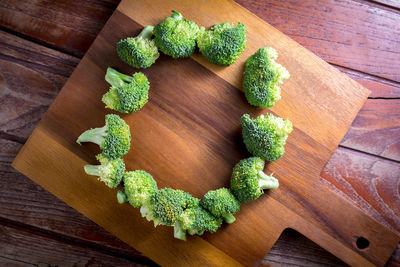 High angle view of chopped vegetables on table