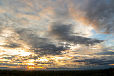 Low angle view of dramatic sky during sunset