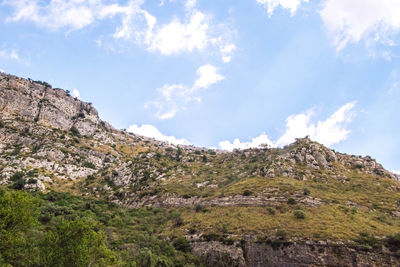 Low angle view of mountain against sky